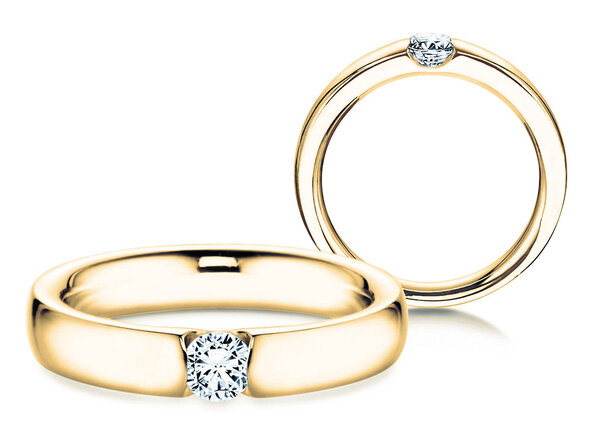 Verlobungsring Destiny in 18K Gelbgold mit Diamant 0,10ct G/SI