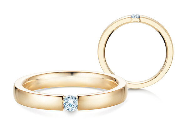 Verlobungsring Infinity in 14K Gelbgold mit Diamant 0,15ct H/SI