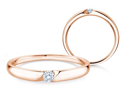 Verlobungsring Italic Petite in 18K Roségold mit Diamant 0,07ct G/SI