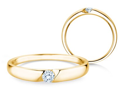 Verlobungsring Italic Petite in 18K Gelbgold mit Diamant 0,11ct G/SI