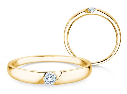Verlobungsring Italic Petite in 18K Gelbgold mit Diamant 0,11ct G/SI