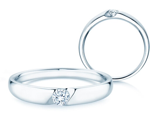 Verlobungsring Italic Petite in 14K Weißgold mit Diamant 0,13ct G/SI