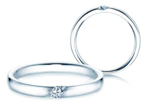 Verlobungsring Italic in 14K Weißgold mit Diamant 0,05ct H/SI