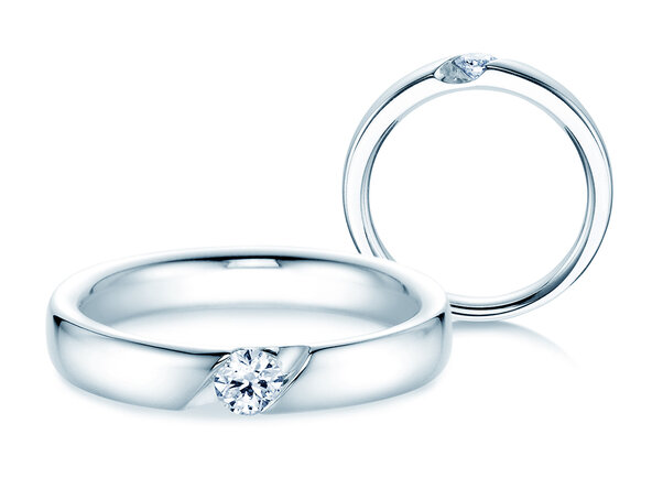 Verlobungsring Italic in 14K Weißgold mit Labordiamant 0,15ct E/VS