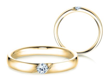 Verlobungsring Italic in 9K Gelbgold mit Diamant 0,10ct