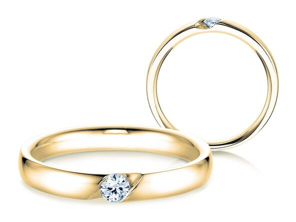Verlobungsring Italic in 9K Gelbgold mit Diamant 0,10ct