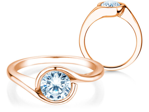 Verlobungsring Touch in 9K Roségold mit Labordiamant 1,00ct E/VS