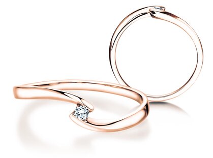 Verlobungsring Twist Petite in 14K Roségold mit Diamant 0,04ct G/SI