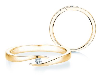 Verlobungsring Twist in 18K Gelbgold mit Diamant 0,03ct H/SI