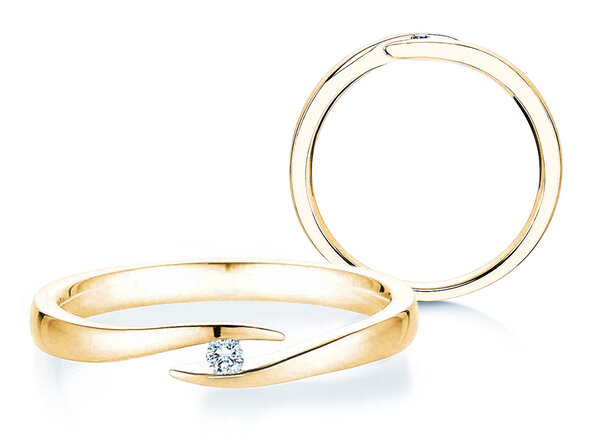 Verlobungsring Twist in 18K Gelbgold mit Diamant 0,03ct H/SI