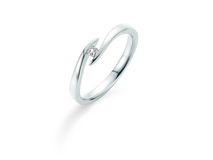 Verlobungsring Twist in 14K Weißgold mit Diamant 0,05ct G/SI