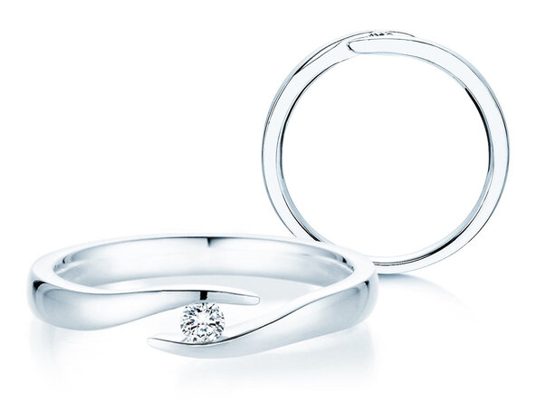 Verlobungsring Twist in Silber 925/- mit Diamant 0,07ct D/IF