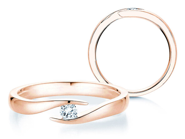 Verlobungsring Twist in 18K Roségold mit Diamant 0,15ct G/SI