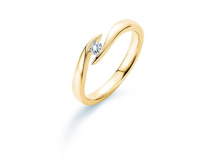 Verlobungsring Twist in 18K Gelbgold mit Diamant 0,10ct H/SI