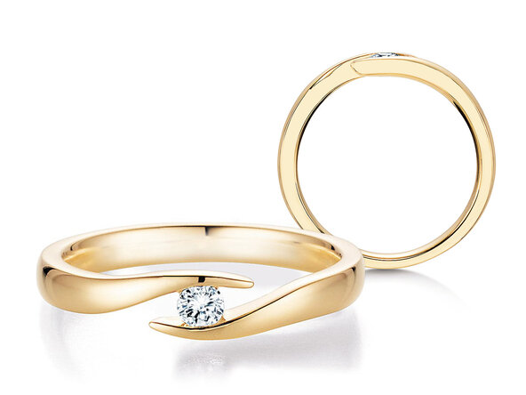 Verlobungsring Twist in 14K Gelbgold mit Diamant 0,10ct H/SI