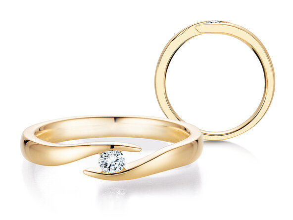 Verlobungsring Twist in 9K Gelbgold mit Labordiamant 0,15ct E/VS