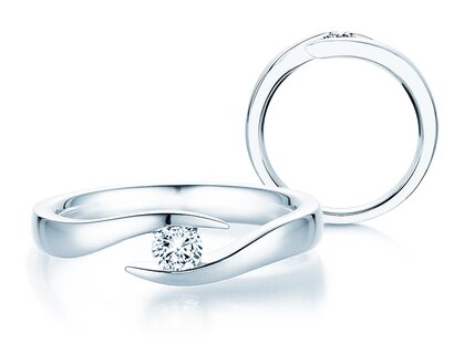 Verlobungsring Twist in 18K Weißgold mit Diamant 0,20ct G/SI
