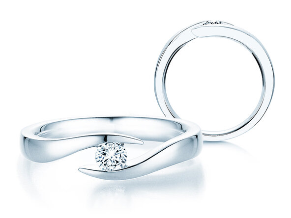 Verlobungsring Twist in 14K Weißgold mit Diamant 0,20ct H/SI
