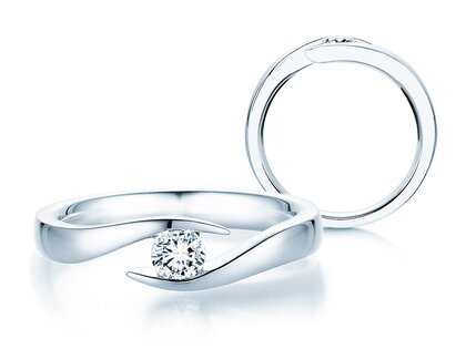 Verlobungsring Twist in 14K Weißgold mit Labordiamant 0,25ct E/VS
