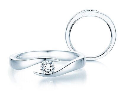 Verlobungsring Twist in 14K Weißgold mit Diamant 0,25ct H/SI