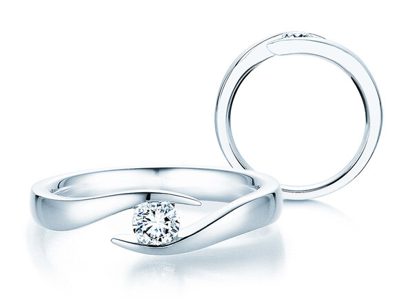 Verlobungsring Twist in 14K Weißgold mit Labordiamant 0,25ct E/VS