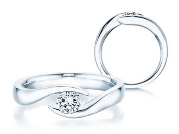 Verlobungsring Twist in 9K Weißgold mit Diamant 0,25ct H/SI