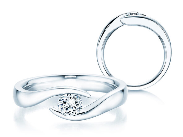 Verlobungsring Twist in 9K Weißgold mit Diamant 0,30ct H/SI