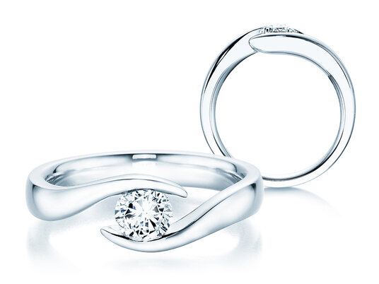 Verlobungsring Twist in 9K Weißgold mit Diamant 0,50ct H/SI