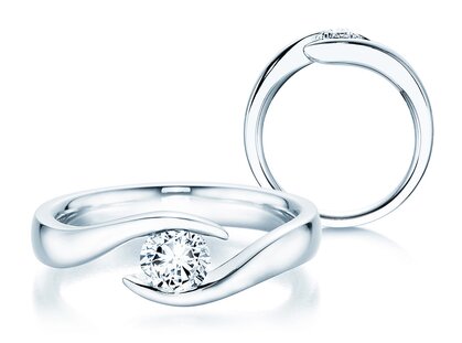 Verlobungsring Twist in 14K Weißgold mit Diamant 0,50ct H/SI