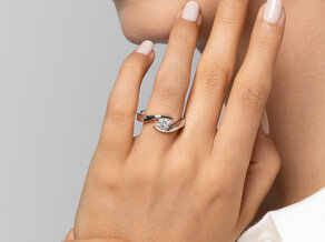 Verlobungsring Twist in 9K Weißgold mit Diamant 0,75ct H/SI