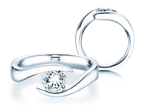 Verlobungsring Twist in 9K Weißgold mit Labordiamant 1,00ct E/VS