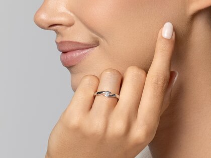 Verlobungsring Twist in Silber 925/- mit Diamant 0,10ct G/VS