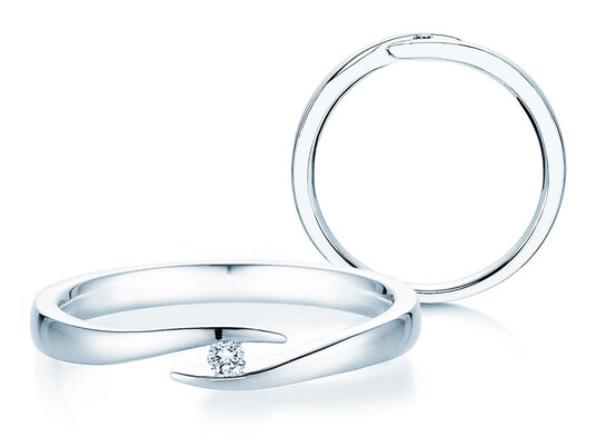 Verlobungsring Twist in Silber 925/- mit Diamant 0,03ct H/SI