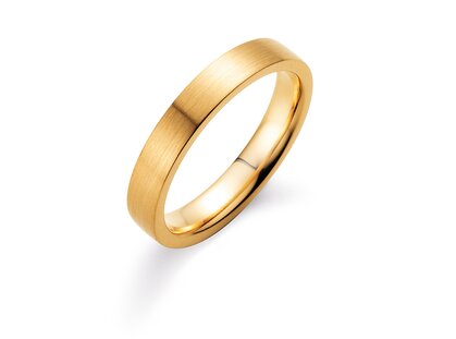 Herrenring Modern 4mm in 14K Gelbgold matt